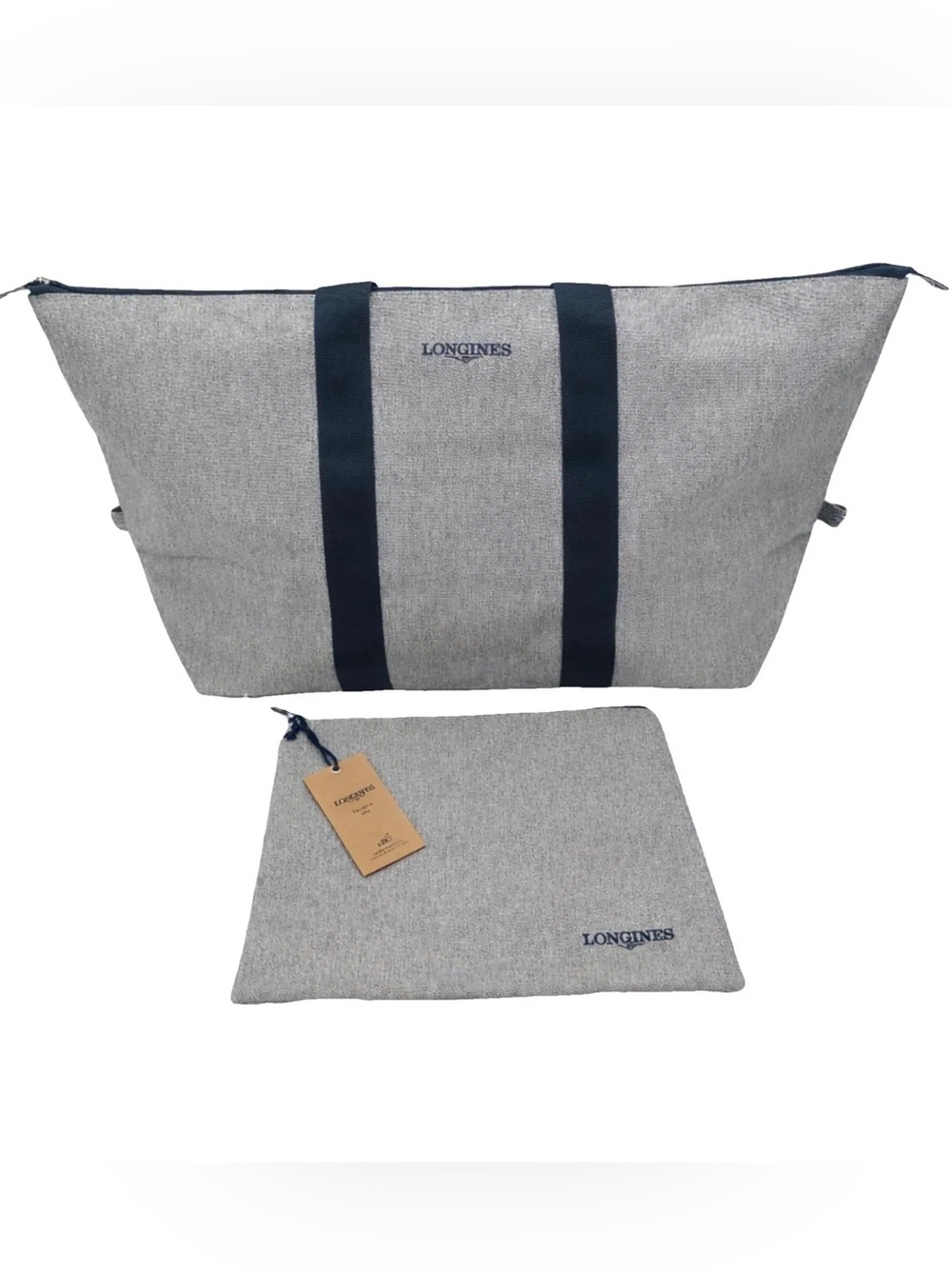NWT Longines Melange Canvas Foldable Travel Bag Gray/Blue Sporty Minimalist